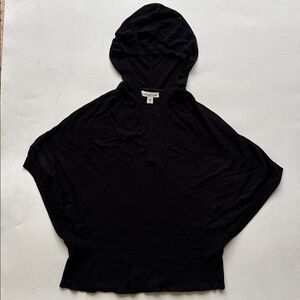 Cold water creek short sleeved hooded poncho sweater black XS